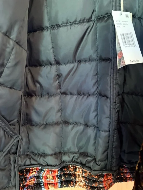 Johnny Was Black Velvet Paisley Bomber Jacket with Red & Blue Accents - Picture 5 of 6